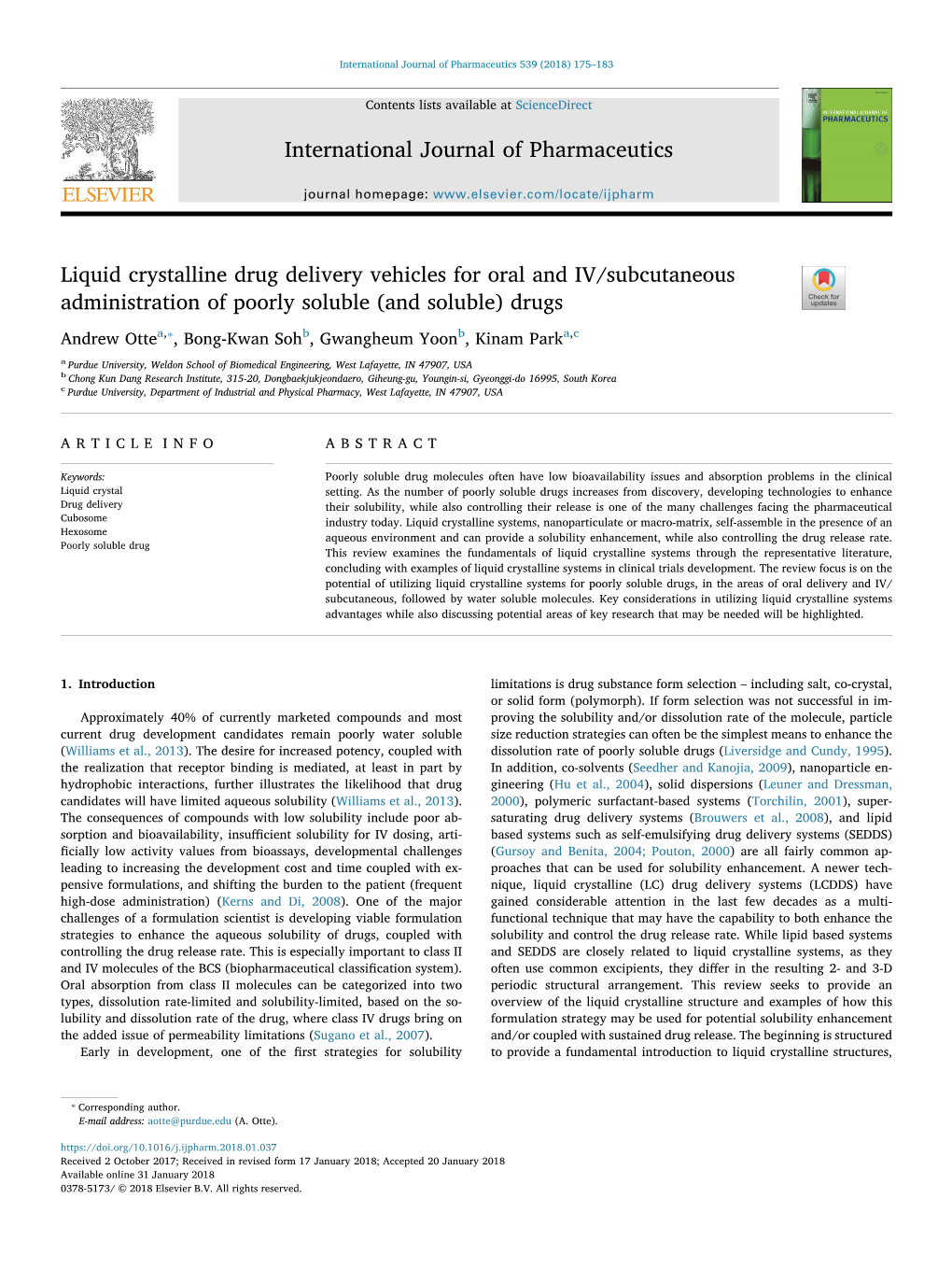 2018 Otte, Liquid Crystalline Drug Delivery Vehicles for Oral and IV