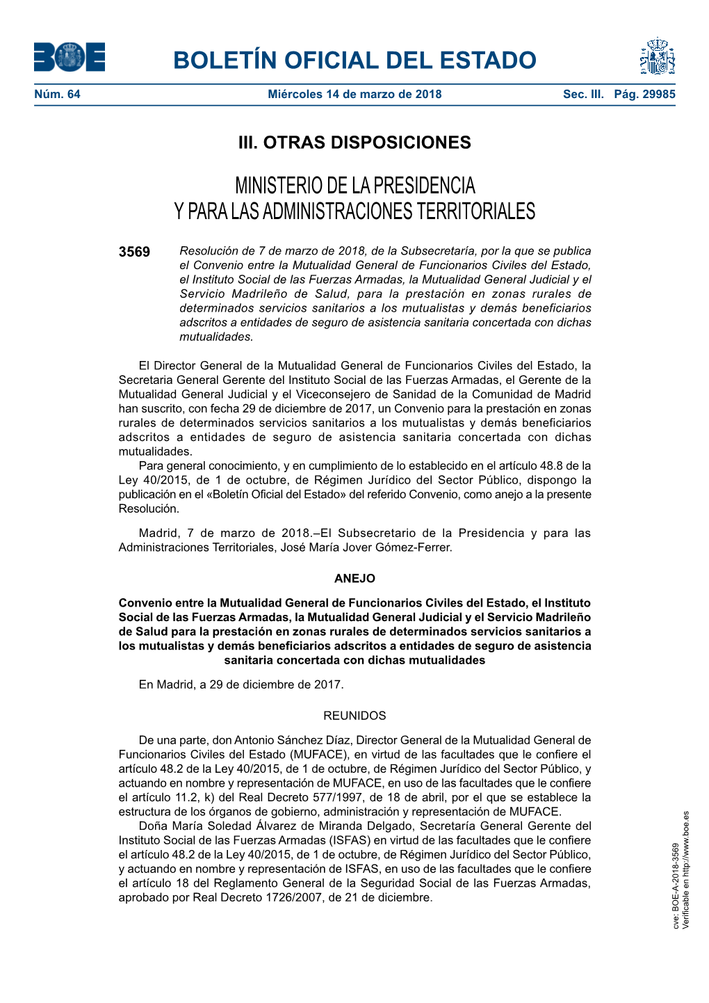 Disposición 3569 Del BOE Núm. 64 De 2018