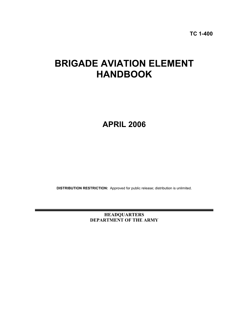 Brigade Aviation Element Handbook