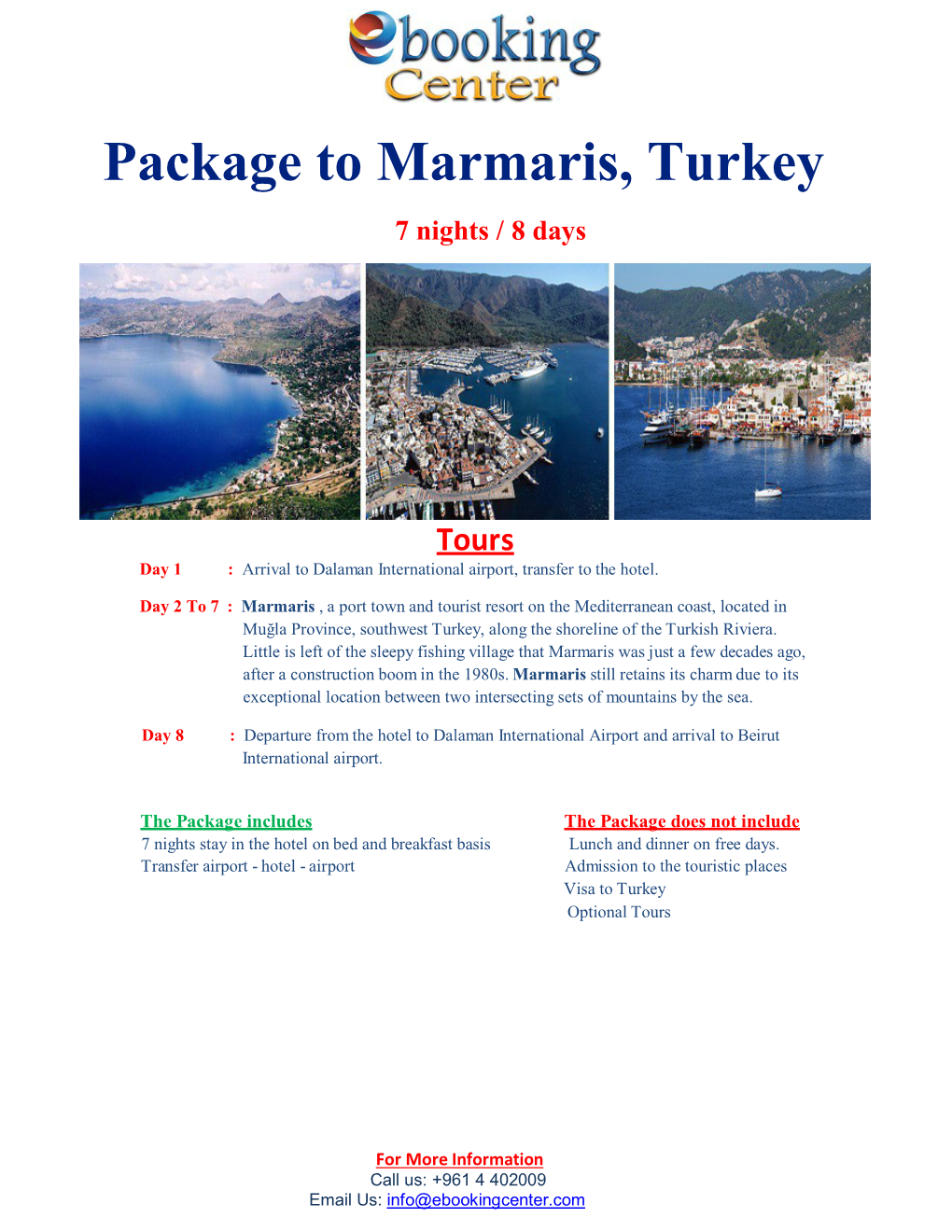 Package to Marmaris, Turkey