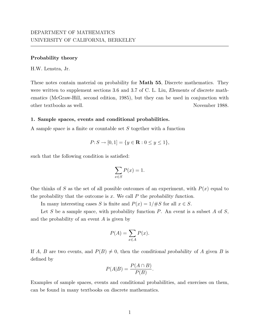 Department of Mathematics University of California, Berkeley