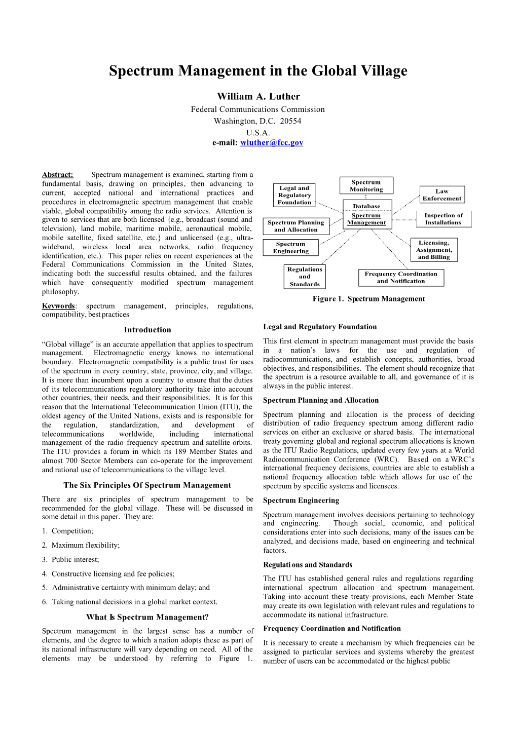 Spectrum Management in the Global Village