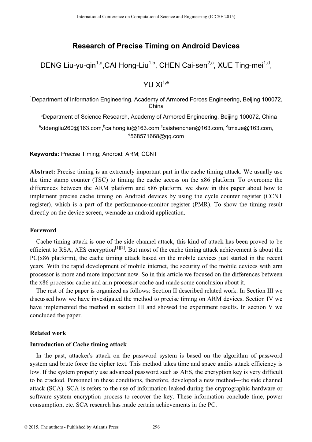 Research of Precise Timing on Android Devices DENG Liu-Yu-Qin