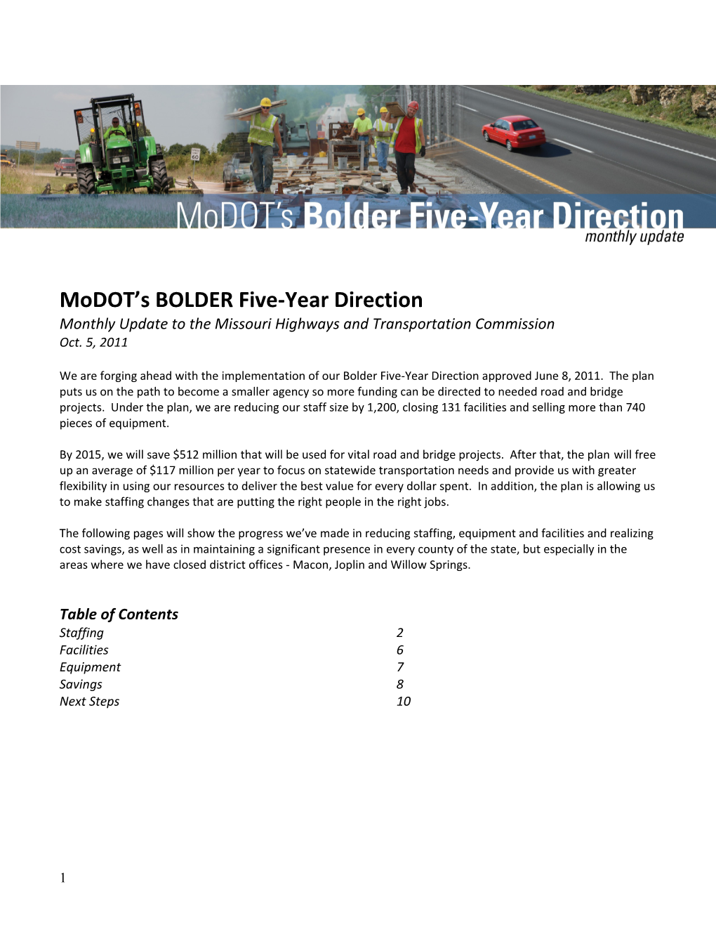 Modot S BOLDER Five-Year Direction