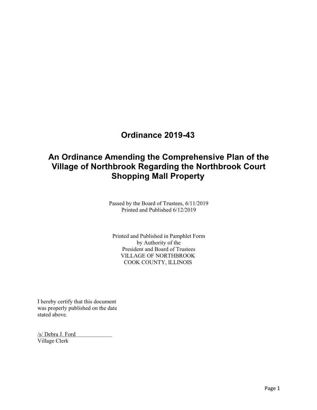 Ordinance Amending the Comprehensive Plan For