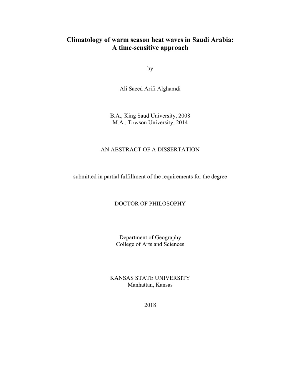 Climatology of Warm Season Heat Waves in Saudi Arabia: a Time-Sensitive Approach