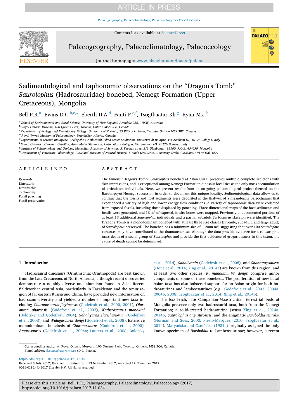 Sedimentological and Taphonomic Observations on the ￢ﾀﾜdragon's