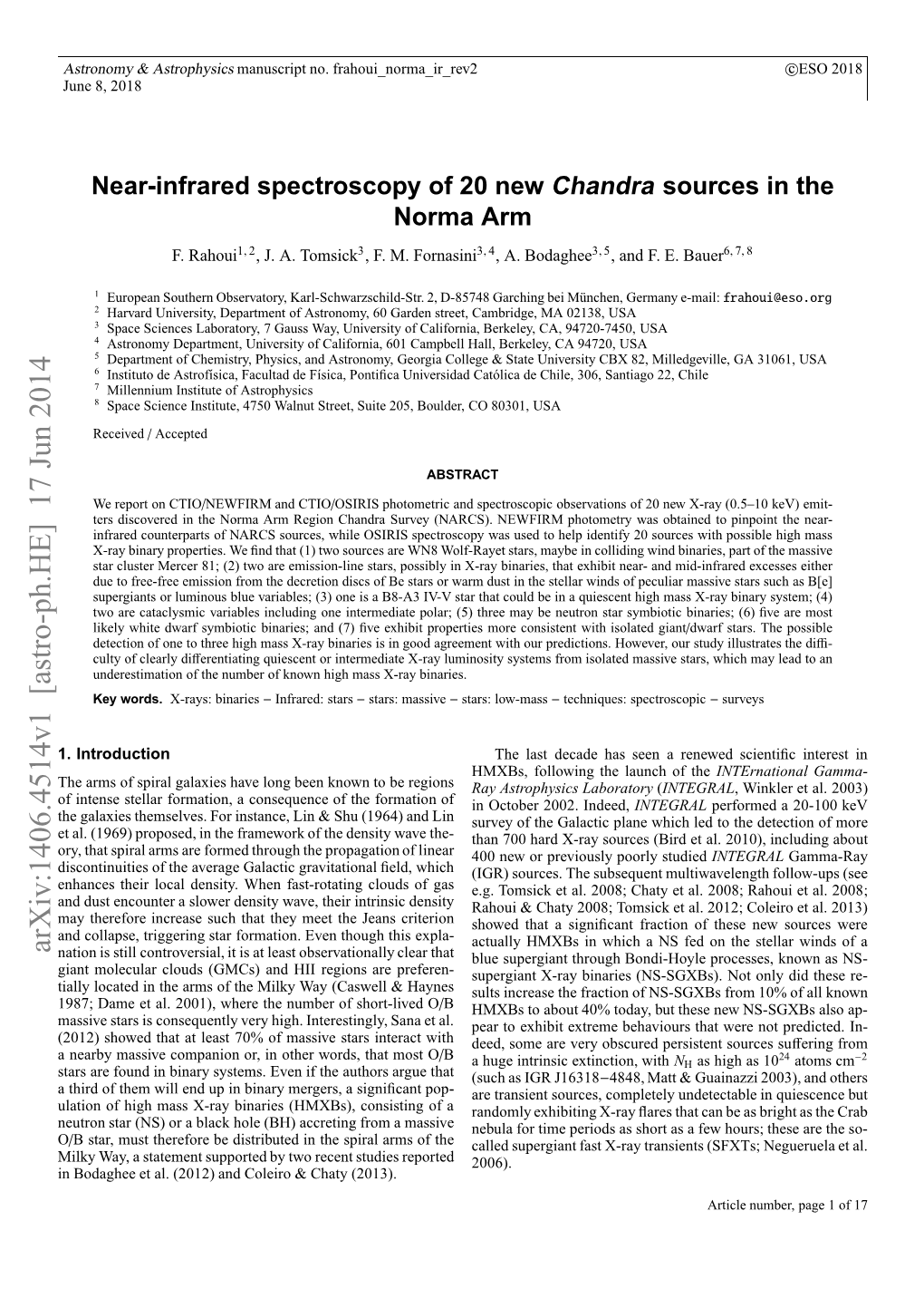 Near-Infrared Spectroscopy of 20 New Chandra Sources in the Norma Arm