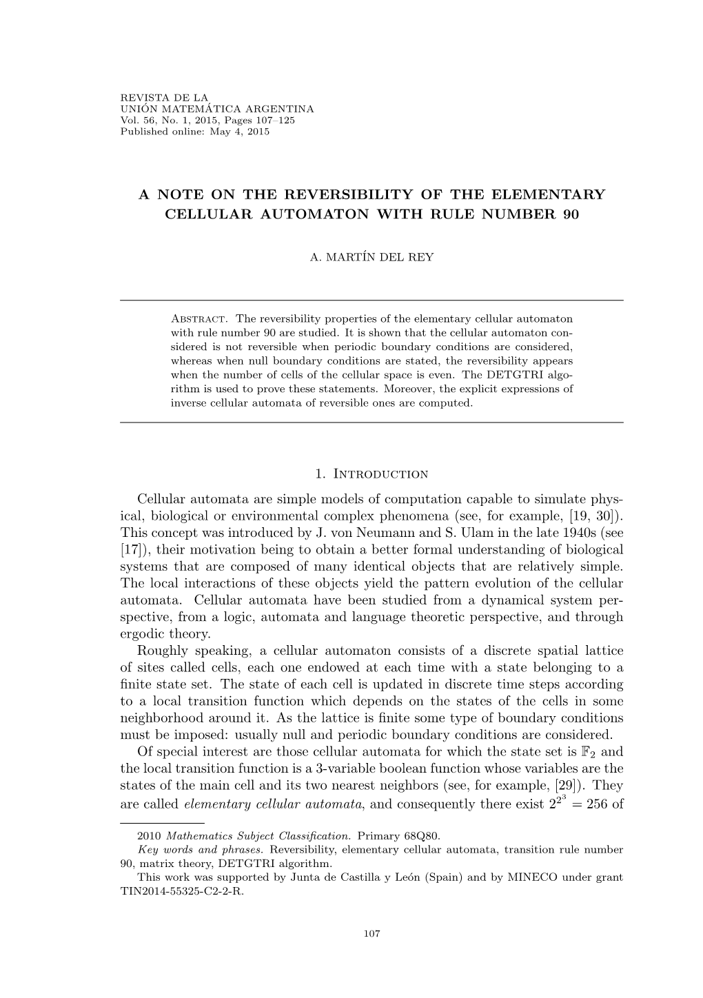 A Note on the Reversibility of the Elementary Cellular Automaton with Rule Number 90