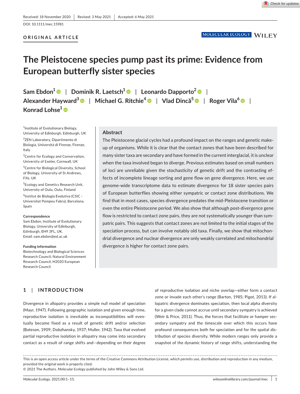 Evidence from European Butterfly Sister Species