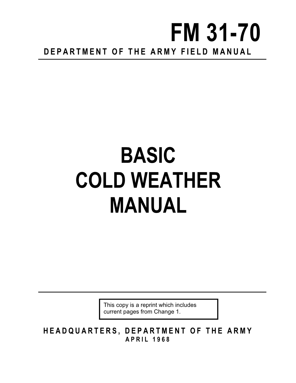 Fm 31-70 Department of the Army Field Manual