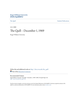 The Quill -- December 1, 1969 Roger Williams University