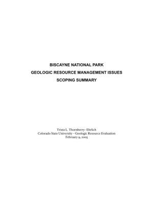 Biscayne National Park Geologic Resource Evaluation Scoping Summary