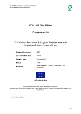 D3.3 Initial Technical & Logical Architecture and Future Work