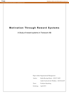 Motivation Through Reward Systems