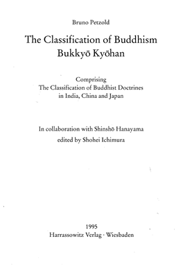 The Classification of Buddhism Bukkyo Kyohan