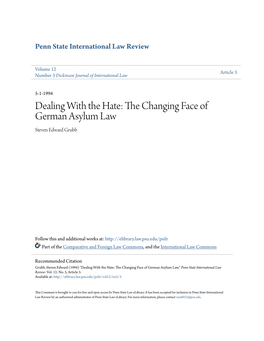 The Changing Face of German Asylum Law