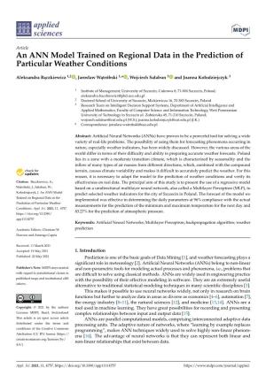 An ANN Model Trained on Regional Data in the Prediction of Particular Weather Conditions