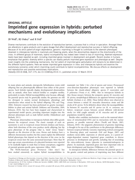Imprinted Gene Expression in Hybrids: Perturbed Mechanisms and Evolutionary Implications