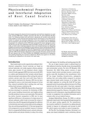 Physicochemical Properties and Interfacial Adaptation of Root Canal Sealers
