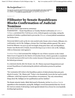 Filibuster by Senate Republicans Blocks