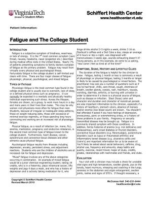 Fatigue and the College Student