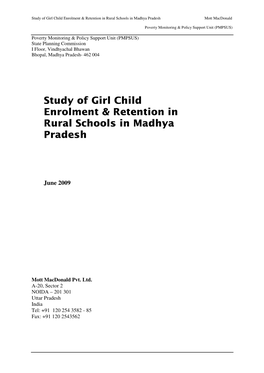 Study of Girl Child Enrolment & Retention in Rural Schools In