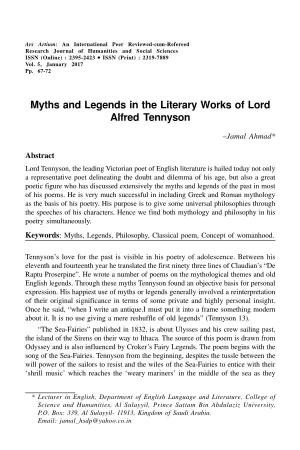Myths and Legends in the Literary Works of Lord Alfred Tennyson