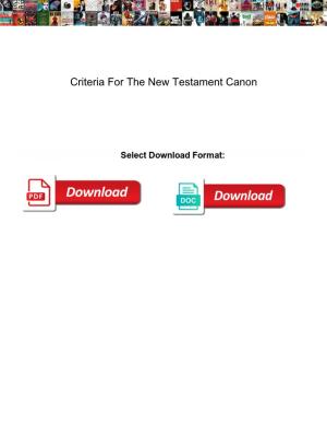 Criteria for the New Testament Canon
