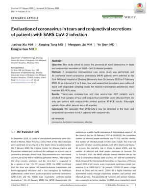Coronavirus in Tears and Conjunctival Secretions of Patients with COVID-19