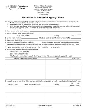 Application for Employment Agency License