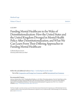 Funding Mental Healthcare in the Wake of Deinstitutionalization