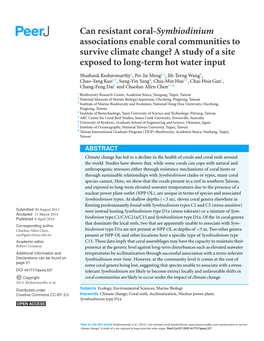 Can Resistant Coral-Symbiodinium Associations Enable Coral Communities to Survive Climate Change? a Study of a Site Exposed to Long-Term Hot Water Input