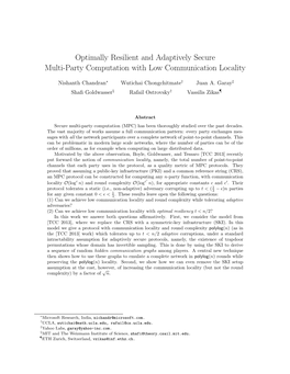 Optimally Resilient and Adaptively Secure Multi-Party Computation with Low Communication Locality