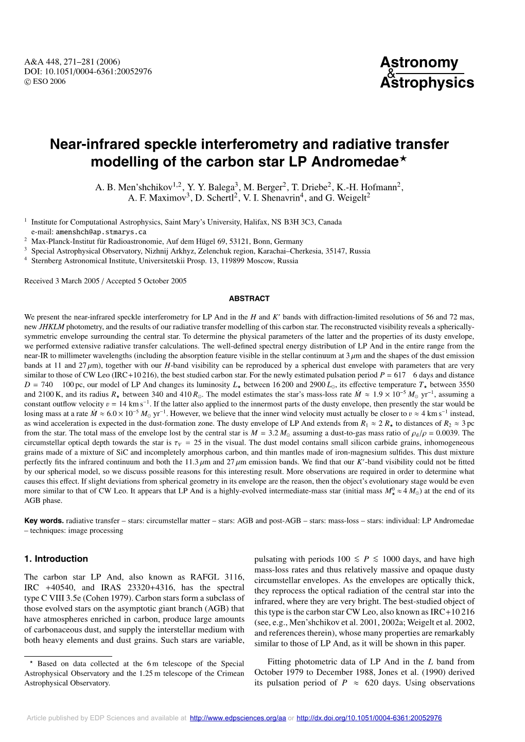 Near-Infrared Speckle Interferometry and Radiative Transfer Modelling of the Carbon Star LP Andromedae