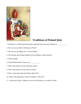 Traditions of Poland Quiz