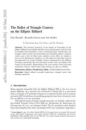 The Ballet of Triangle Centers on the Elliptic Billiard