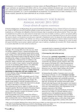 Assume Responsibility for Europe Annual Report