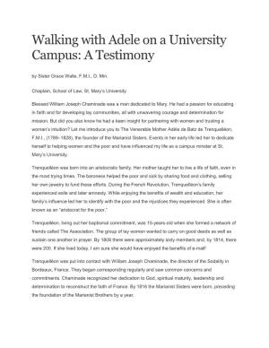 Walking with Adele on a University Campus: a Testimony by Sister Grace Walle, F.M.I., D