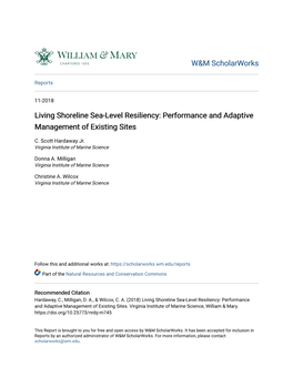 Living Shoreline Sea-Level Resiliency: Performance and Adaptive Management of Existing Sites