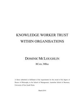Knowledge Worker Trust Within Organisations
