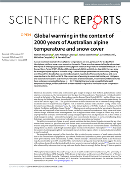 Global Warming in the Context of 2000 Years of Australian Alpine