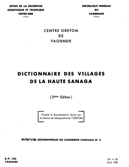 Dictionnaire Des Villages De La Haute Sanaga a Été Entièrement Remise À Jour Et Corrigée En Fonction Des Derniers Renseignements Que Nous Possédons