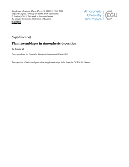 Supplement of Plant Assemblages in Atmospheric Deposition