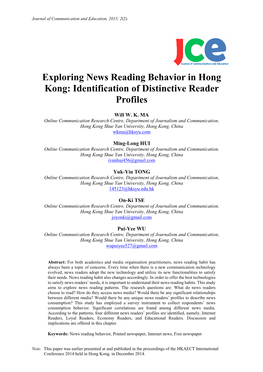 Exploring News Reading Behavior in Hong Kong: Identification of Distinctive Reader Profiles