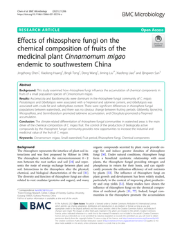 Effects of Rhizosphere Fungi on the Chemical Composition of Fruits of The