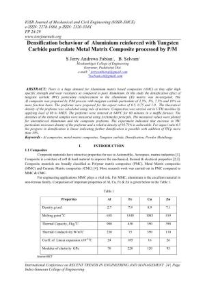 Densification Behaviour of Aluminium Reinforced with Tungsten Carbide Particulate Metal Matrix Composite Processed by P/M