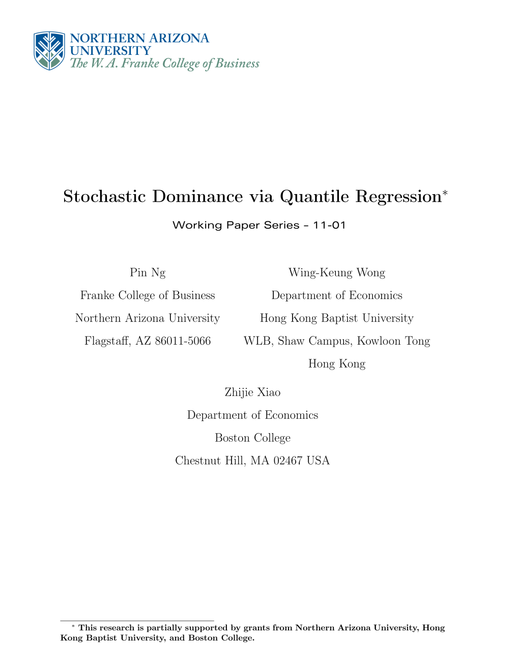 Stochastic Dominance Via Quantile Regression