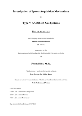 Investigation of Spacer Acquisition Mechanisms in Type V-A CRISPR