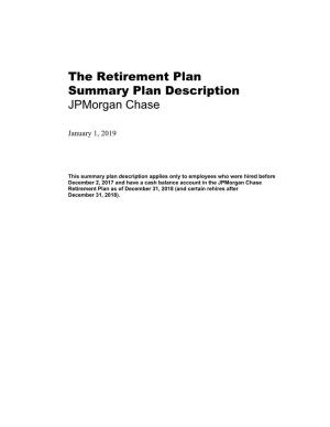 The Retirement Plan Summary Plan Description Jpmorgan Chase